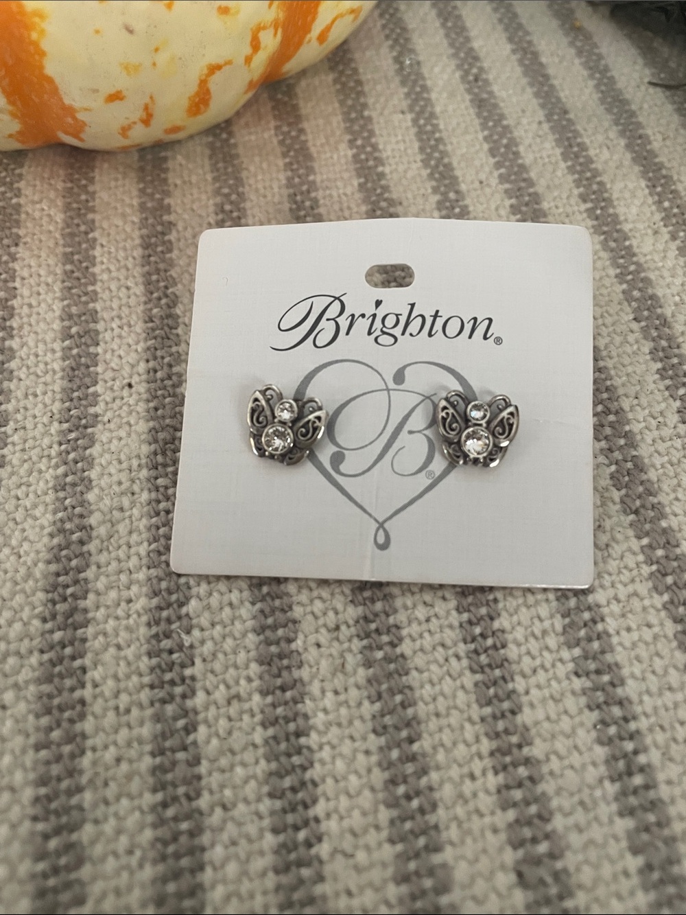 Brighton Silver Butterfly Stud Earrings with Crystal Accents